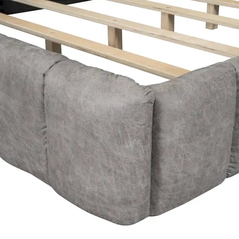 Queen Size Upholstered Platform Bed with Thick Fabric