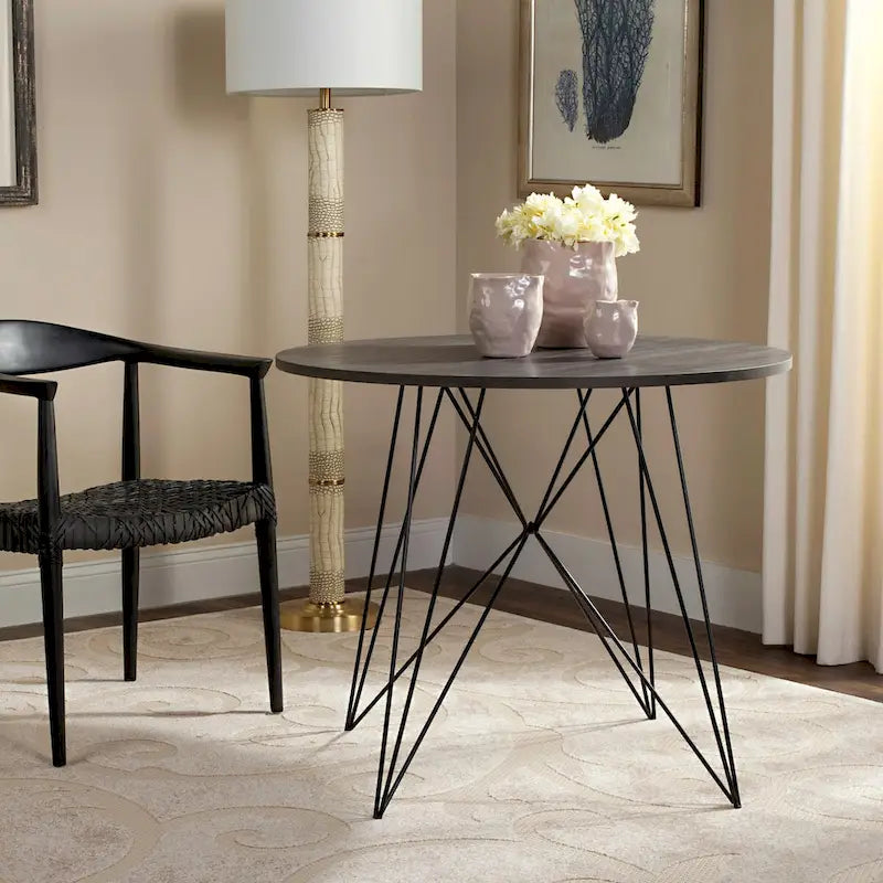 SAFAVIEH Zorana Dark Grey / Black Round Dining Table - 35.4  x 35.4  x 29.5  - 35Wx35Dx30H