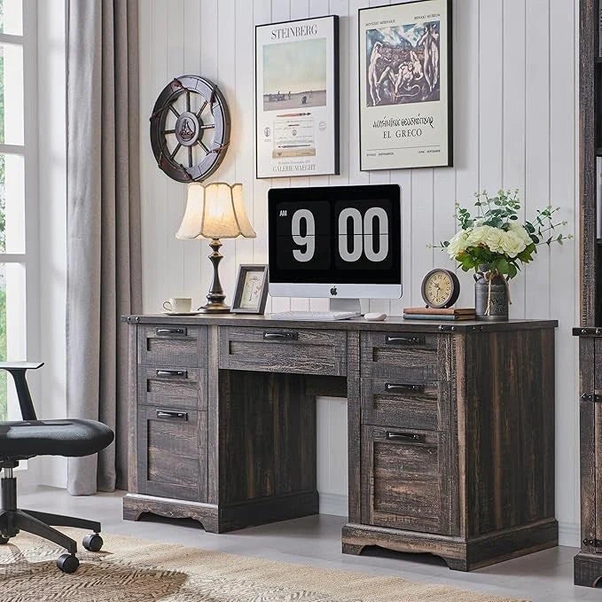 Bureau de direction de ferme de 60 po, Bureau d'ordinateur de maison en bois