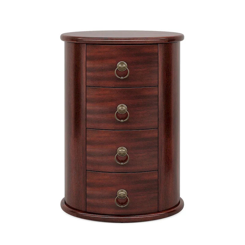 No Assembly Solid Wood End Table, Vintage Round Side Drawers Table