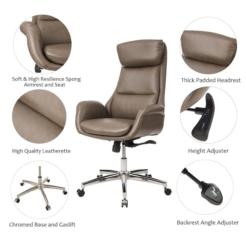 Faux Leather Office Chair - Swivel - Multiple Colors