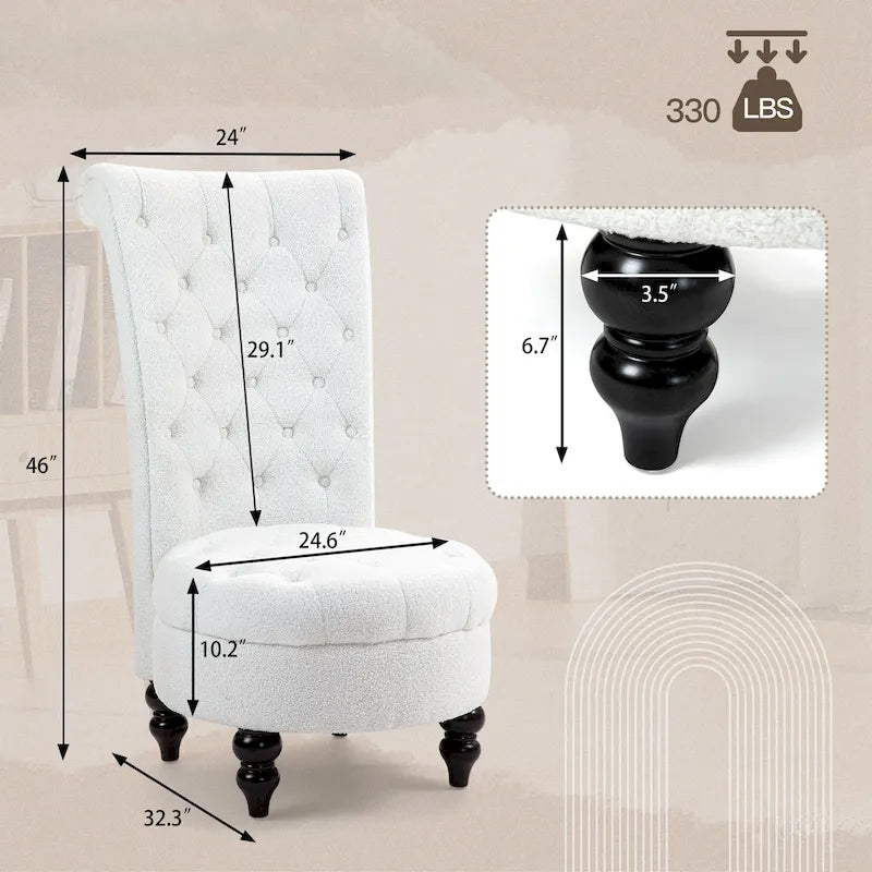 AVAWING Set of 2 Throne Royal Chair Thick Padding and Rubberwood Legs