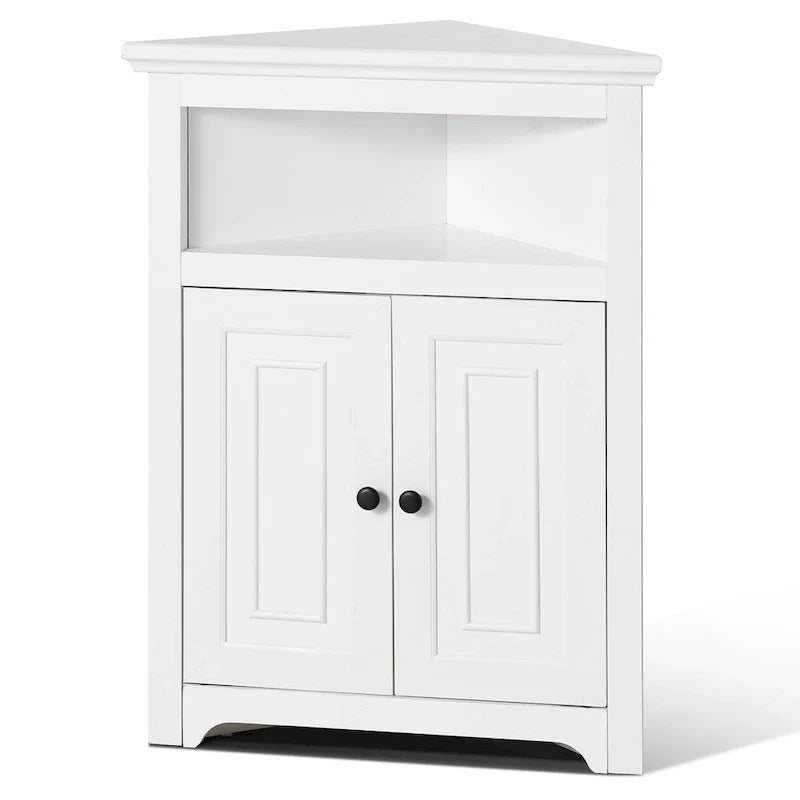 Corner Cabinet 32 with 2 Doors and Adjustable Shelves for Home Storage - 25.4 x 12.8 x 33.3 in