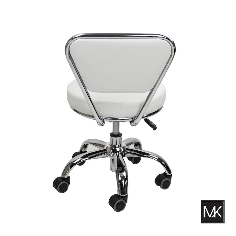 Dayton Short Stool Adjustable 13 to 15 Low Rolling Chair with Backrest, White - N/A