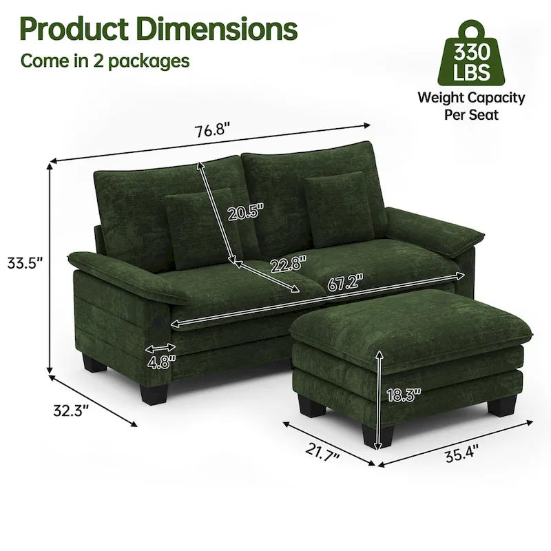 Modular Sectional Sofa, Comfy Cloud Couch Sectional Sofa with Ottoman, Deep Seat Sofa Sleeper for Living Room