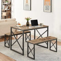 Table à manger 3 pièces VECELO avec banc, ensemble de table de salle à manger pour 4-6 personnes, table de cuisine avec 2 bancs, ensemble de table à manger