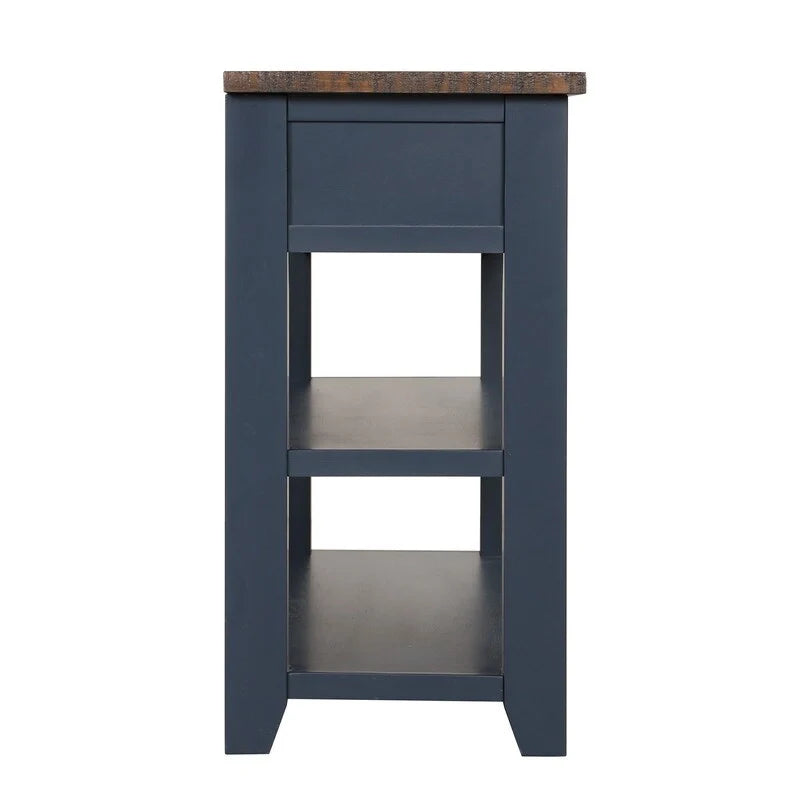 Console en bois avec 3 tiroirs de rangement et 2 étagères