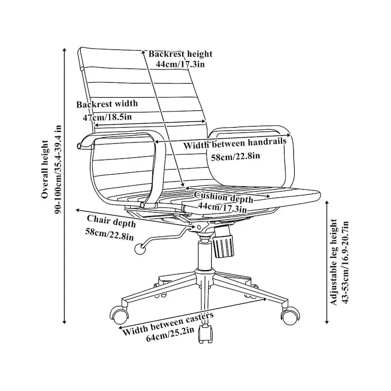 LUXMOD Ribbed Home Office Computer Chair Desk Chair