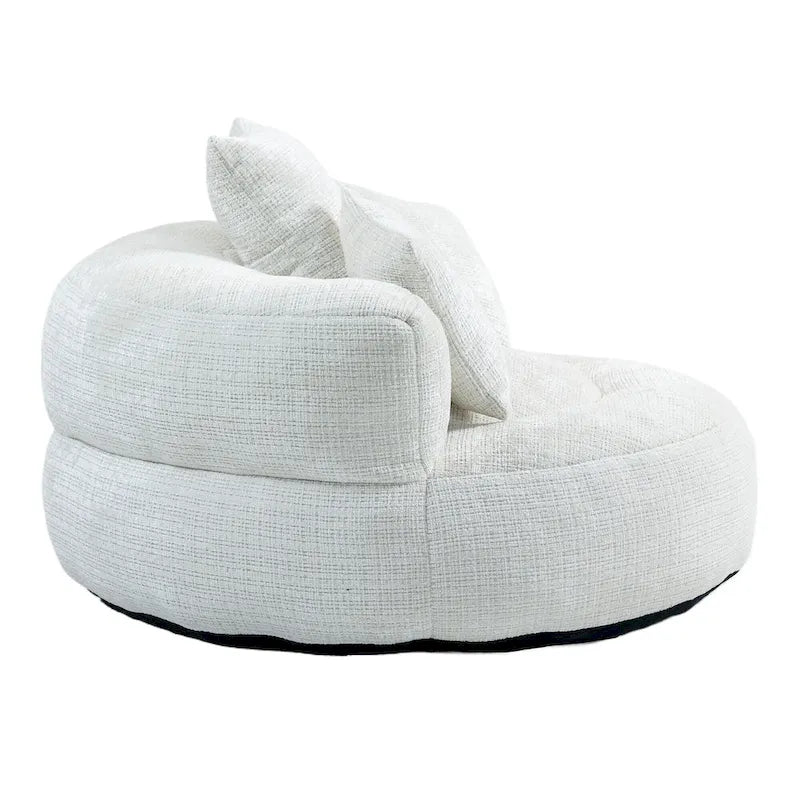Chenille High Back Lazy Sofa with 3 Pillows and Oversized Bean Bag Chair