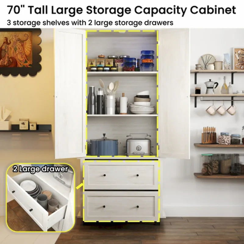 70  Tall Kitchen Pantry Storage Cabine