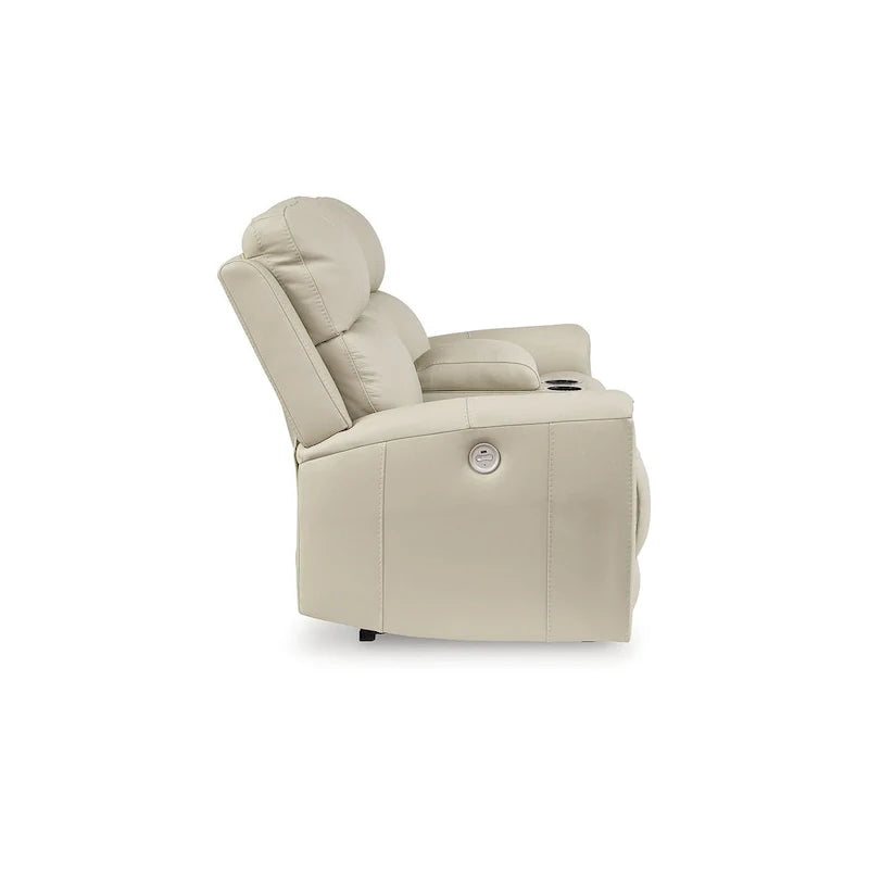 Signature Design by Ashley Dahlmoore Beige Power Reclining Loveseat with Console - 76 W x 42 D x 40 H