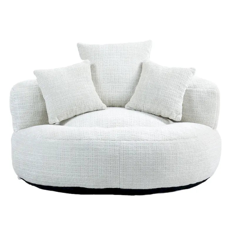 Chenille High Back Lazy Sofa with 3 Pillows and Oversized Bean Bag Chair
