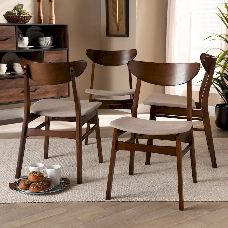 Parlin Mid-Century Modern Transitional 4-Piece Dining Chair Set
