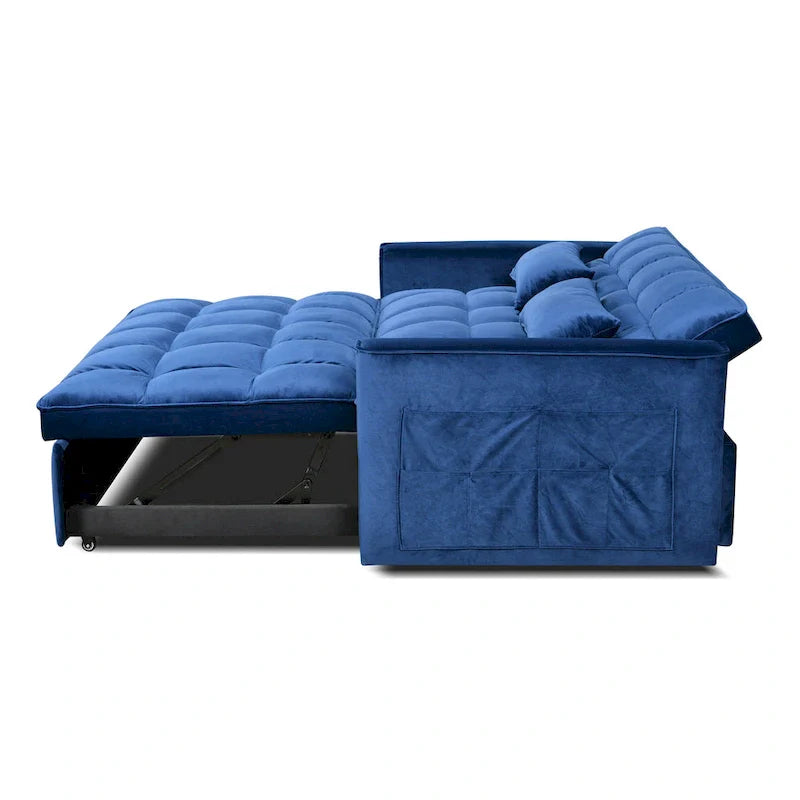 Modern Velvet Futon Loveseat with Reclining Backrest & Pockets, Seats 2 â€?Dark Gray / Light Gray / Blue / Black