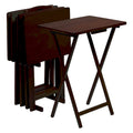 Tables de service pliantes pour télévision PJ Wood avec support de rangement compact, expresso, ensemble de 5 pièces - 36.38