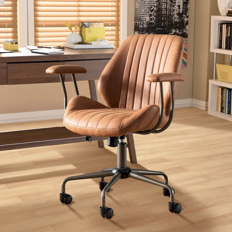 OVIOS Suede Fabric Ergonomic Office Chair Desk Chair Lumbar Support