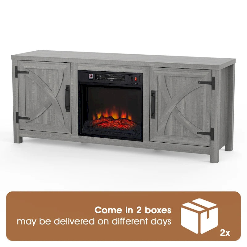 58 Farmhouse Electric Fireplace TV Stands Console Table for TV's up to 65
