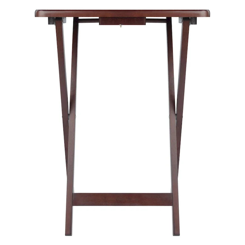 Set of 4 Rich Antique Walnut Folding Single Snack Tables 25.75