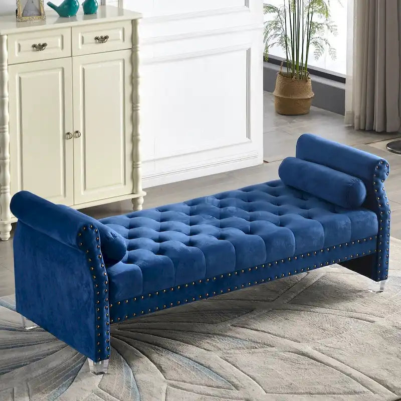 Stefania 71-inch Rolled Arm Oversized Velvet Tufted Upholstered Bench