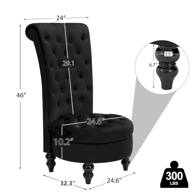 AVAWING Set of 2 Throne Royal Chair Thick Padding and Rubberwood Legs