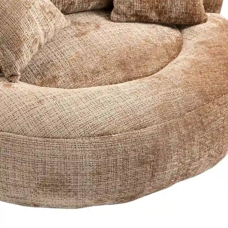 Chenille High Back Lazy Sofa with 3 Pillows and Oversized Bean Bag Chair