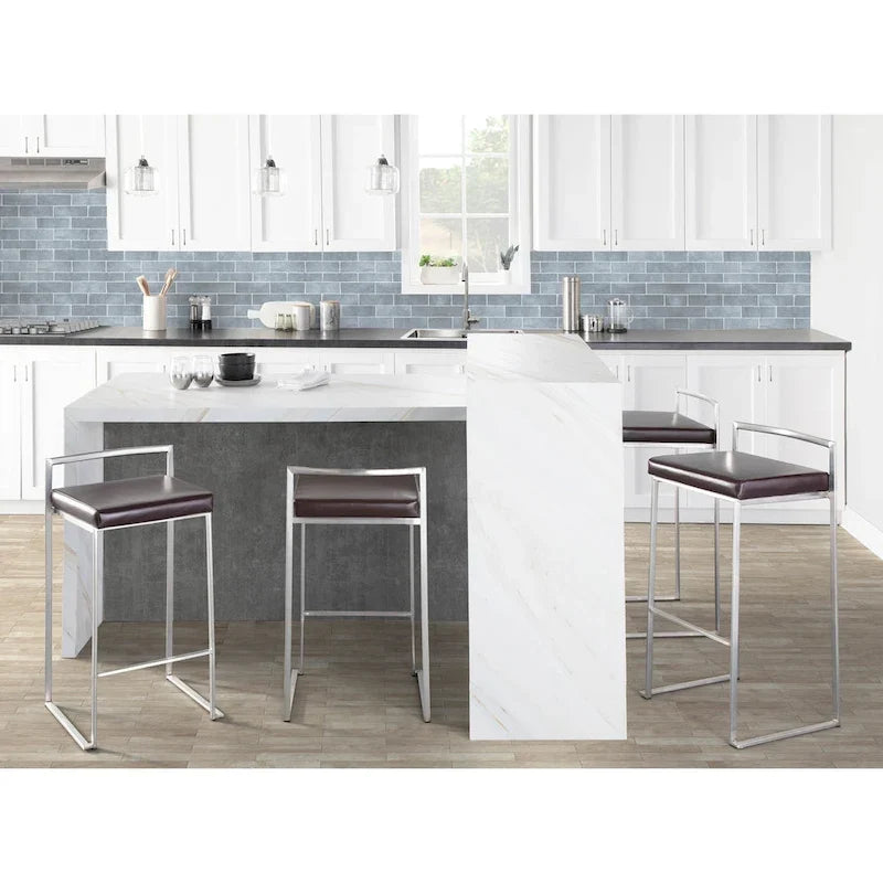 Silver Orchid Forrest Stainless Steel Stackable Fully Welded Counter Stool (Set of 2)
