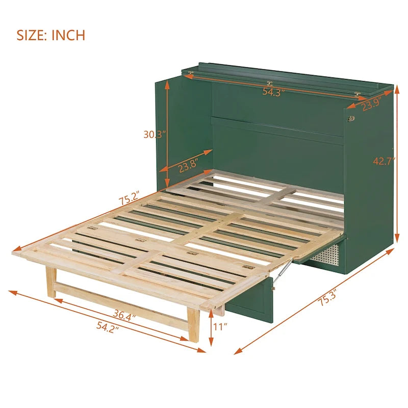 Nestfair Full Size Murphy Bed with Large Drawers