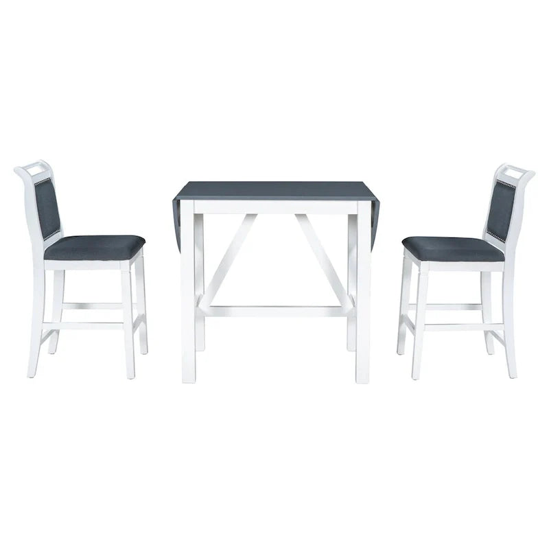 3-Piece Wood Counter Height Drop Leaf Dining Table Set