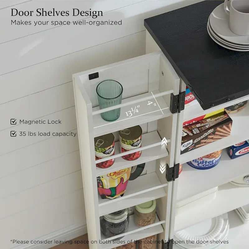 47 Farmhouse Kitchen Pantry, Storage Cabinet with Barn Doors - N/A