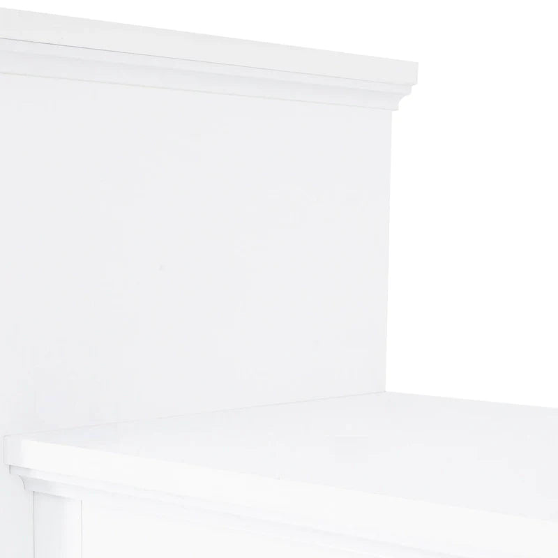 Entertainment Wall Unit with Bridge, Tempered Glass Doors for TVs Up to 70