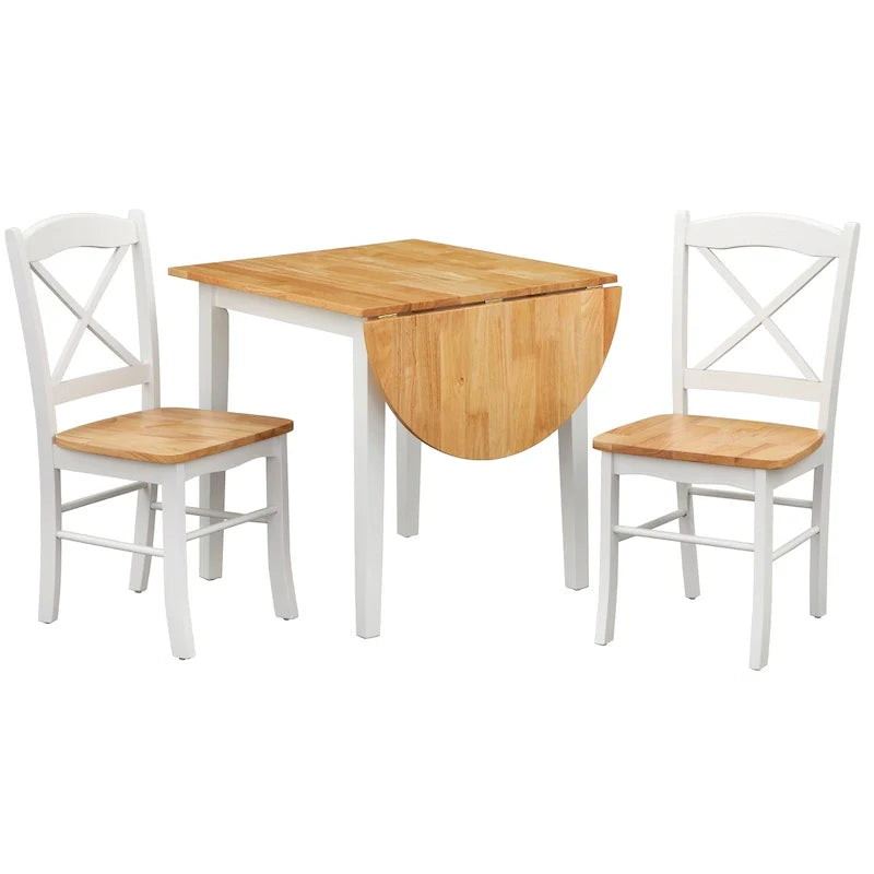 Ensemble de salle à manger 3 pièces avec table à rallonges style cottage rustique