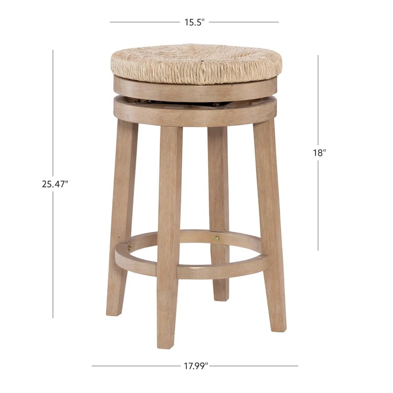Maya Backless Swivel Counter Stool with Seagrass Seat