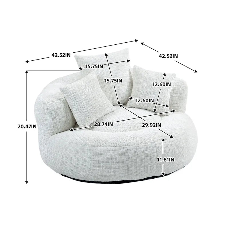 Chenille High Back Lazy Sofa with 3 Pillows and Oversized Bean Bag Chair