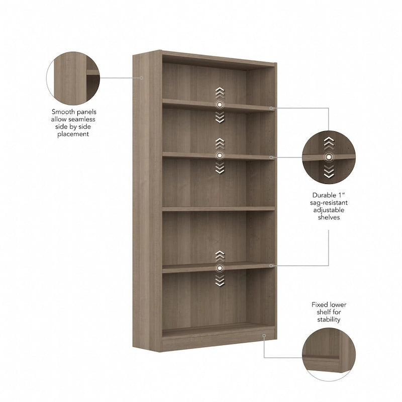 Universal Tall 5 Shelf Bookcase Storage by Bush Furniture