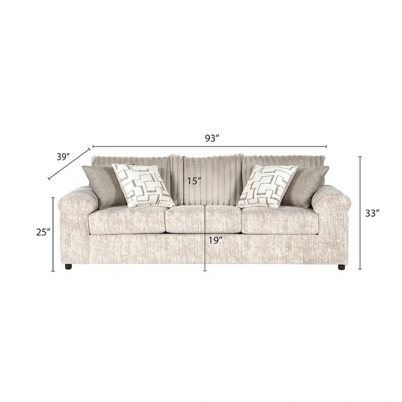 Roundhill Furniture Nason Wide Wale Corduroy Sofa and Loveseat Set