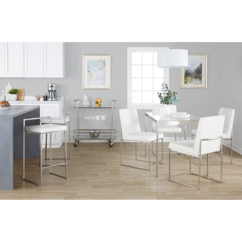 Silver Orchid Forrest Stainless Steel Stackable Fully Welded Counter Stool (Set of 2)