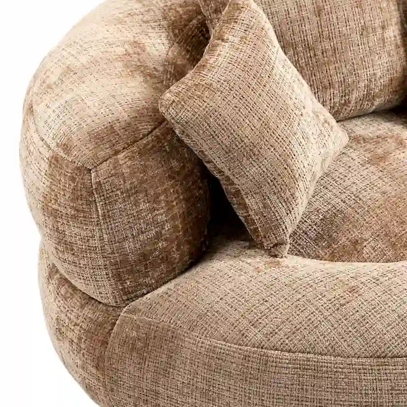 Chenille High Back Lazy Sofa with 3 Pillows and Oversized Bean Bag Chair