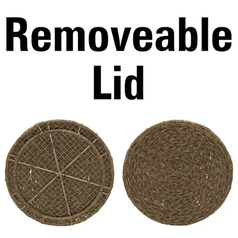 Household Essentials Handwoven Barrel Wicker Storage Basket Side Table - 17.0L x 17.0W x 19.0H