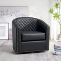 KINWELL 29 Wide Tufted PU Leather Swivel Barrel Chair