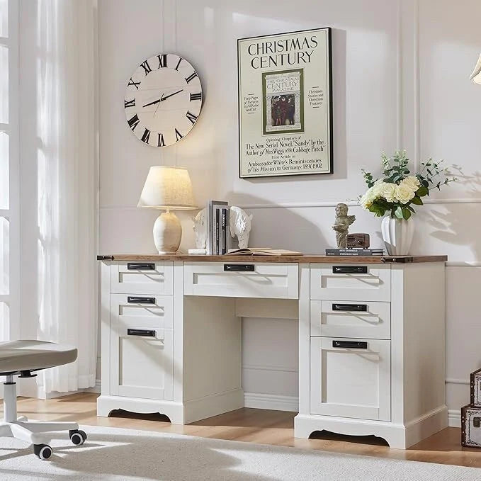 Bureau de direction de ferme de 60 po, Bureau d'ordinateur de maison en bois