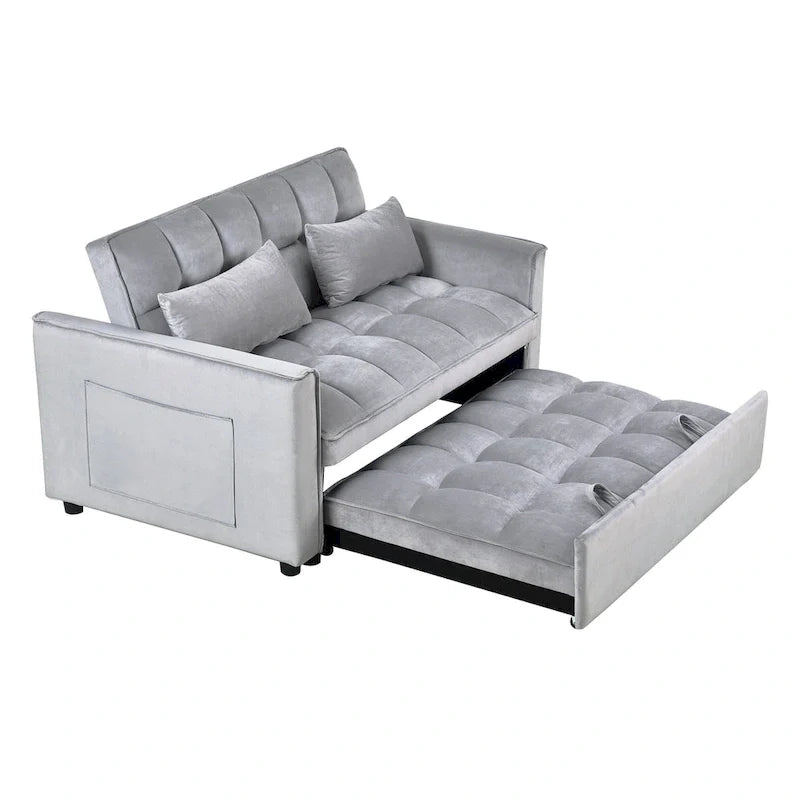 Modern Velvet Futon Loveseat with Reclining Backrest & Pockets, Seats 2 â€?Dark Gray / Light Gray / Blue / Black