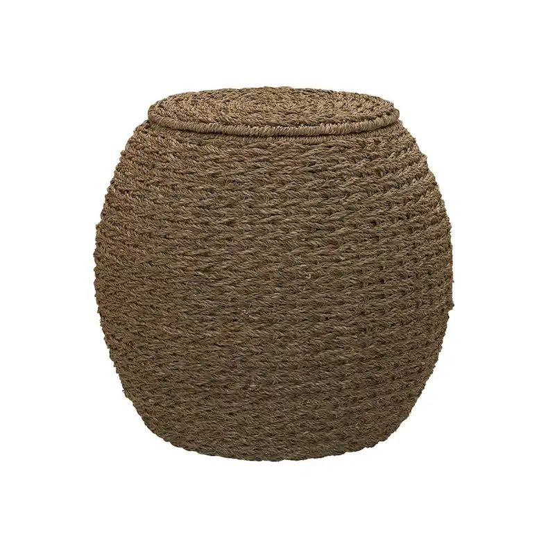 Household Essentials Handwoven Barrel Wicker Storage Basket Side Table - 17.0L x 17.0W x 19.0H