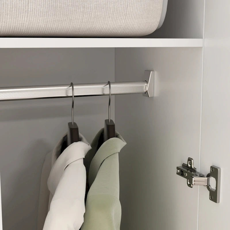 2-Door Wardrobe Armoires Freestanding Bedroom Armoire with Hanging Rod
