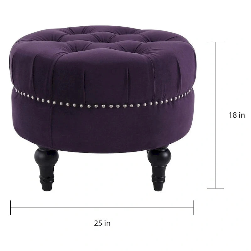 Dawn Tufted Round Ottoman by Jennifer Taylor Home