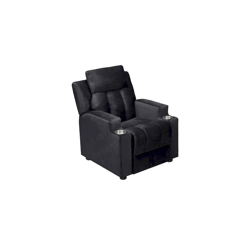 Deluxe Kids Recliner Chair with Footrest Headrest and 2 Cup Holders Microfiber Kids Recliner for Age 3+ Years