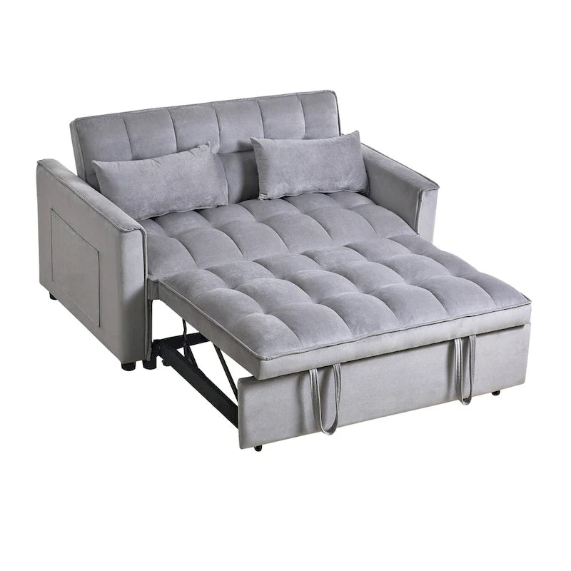 Modern Velvet Futon Loveseat with Reclining Backrest & Pockets, Seats 2 â€?Dark Gray / Light Gray / Blue / Black