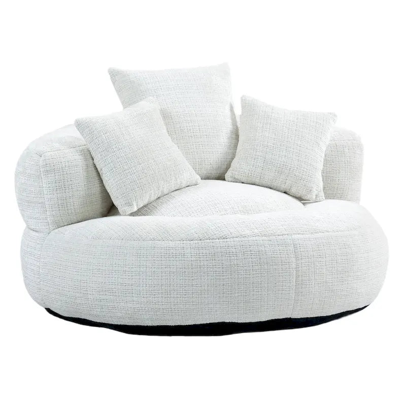Chenille High Back Lazy Sofa with 3 Pillows and Oversized Bean Bag Chair