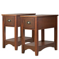 Gymax Set of 2 Contemporary Side End Table Compact Table w/ Drawer - 13  X 22  X 23  (L X W X H)