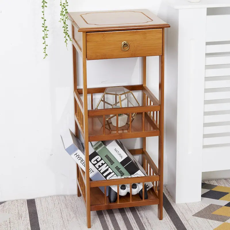 Solid Wood End Table With Storage