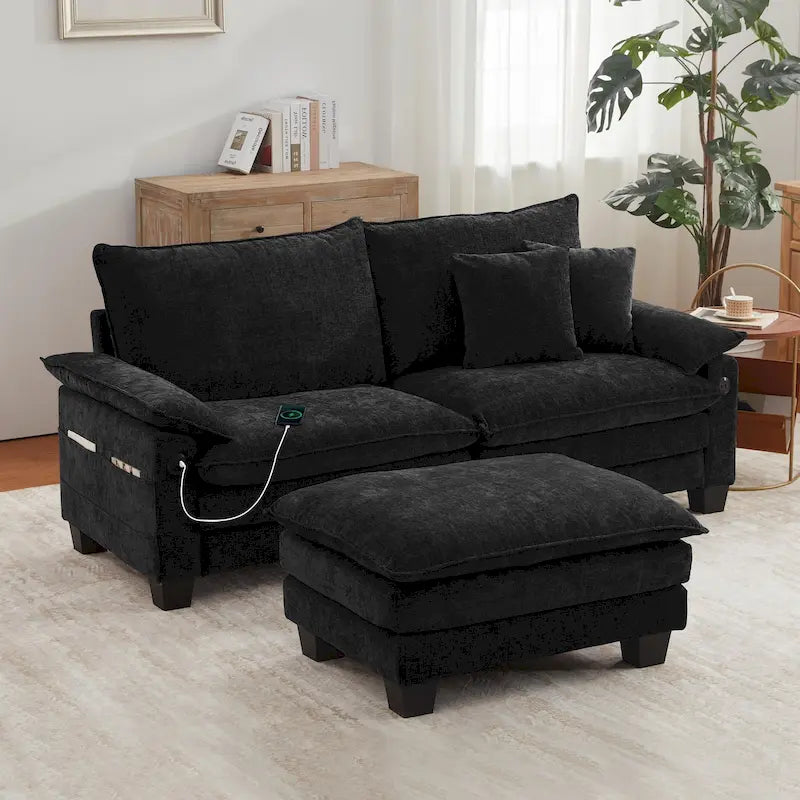 Modular Sectional Sofa, Comfy Cloud Couch Sectional Sofa with Ottoman, Deep Seat Sofa Sleeper for Living Room